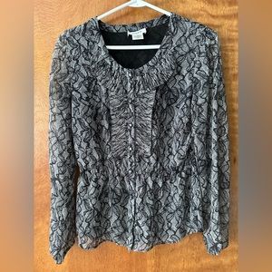 Kate Hill grey button up blouse size 2P